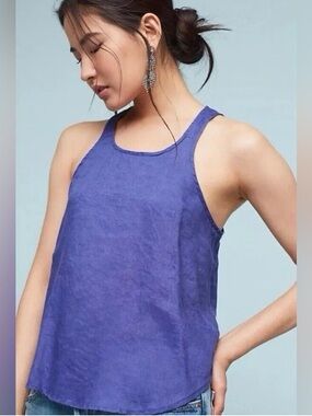 Maeve by Anthropologie Purple Linen Tank Top